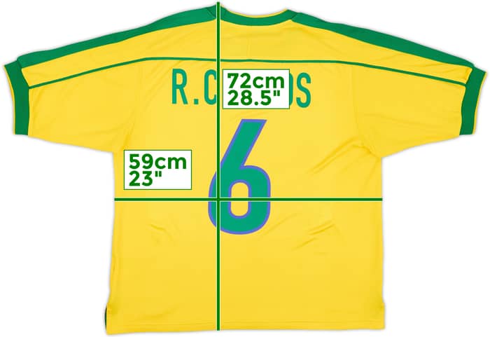 1998-00 Brazil Home Shirt R.Carlos #6 - 8/10 - (M)