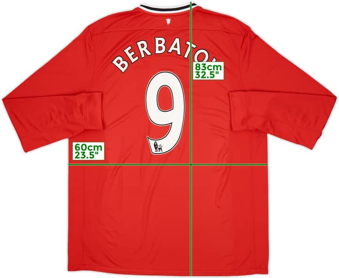 2011-12 Manchester United Home L/S Shirt Berbatov #9 - 7/10 - (XXL)