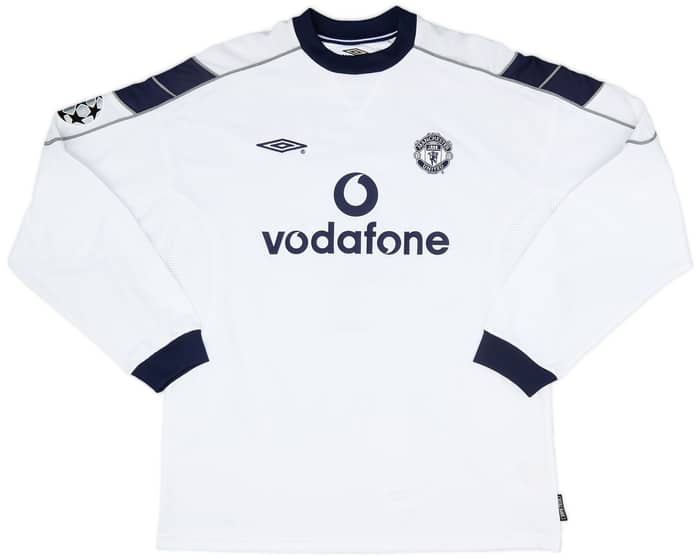 2000-01 Manchester United Match Issue Champions League Away L/S Shirt May #4
