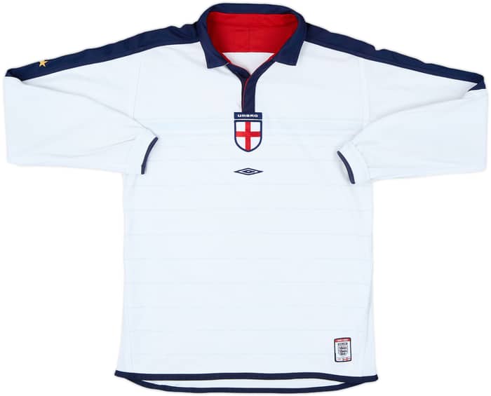 2003-05 England Home L/S Shirt - 8/10 - (XL.Boys)
