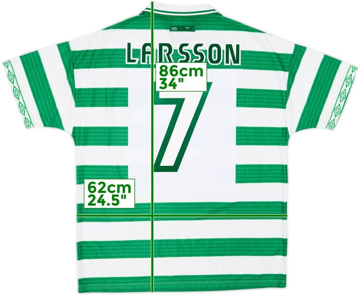 1997-99 Celtic Home Shirt Larsson #7 - 9/10 - (XL)