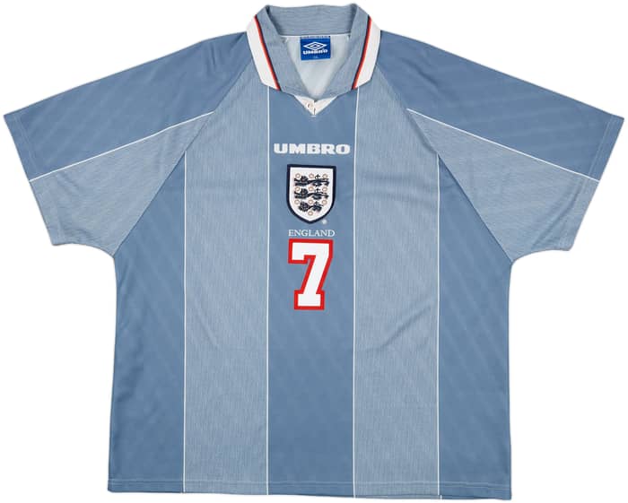 1996-97 England Away Shirt Beckham #7 - 9/10 - (XXL)