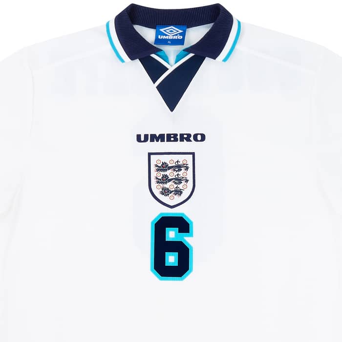 1995-97 England Home Shirt Southgate #6 - 8/10 - (XL)