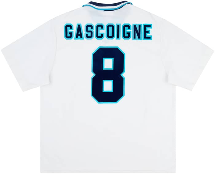 1995-97 England Home Shirt Gascoigne #8 - 8/10 - (XXL)