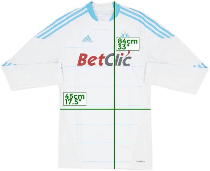 2010-11 Olympique Marseille Player Issue TechFit Home L/S Shirt - 5/10 - (XL)