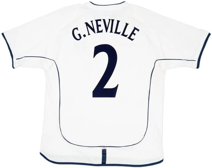 2001-03 England Home Shirt G.Neville #2 - 7/10 - (L)