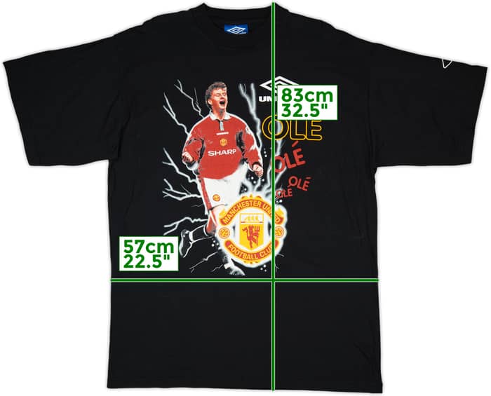 1996-98 Manchester United Umbro 'Ole Gunnar Solskjaer' Graphic Tee - 9/10 - (XL)