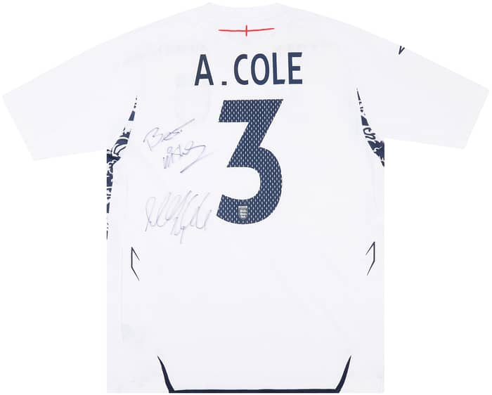 2009 England Match Issue Signed Home Shirt A.Cole #3 (v Spain)