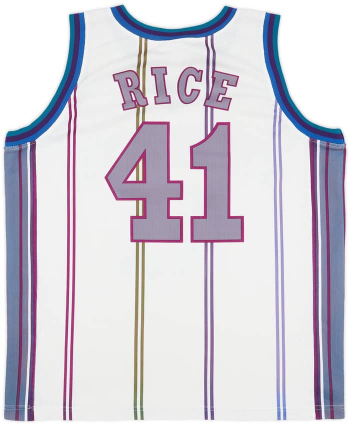 1997-99 Charlotte Hornets Rice #41 Champion Home Jersey - 5/10 - (L)