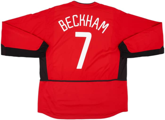 2002-04 Manchester United Home L/S Shirt Beckham #7 - 7/10 - (XL)