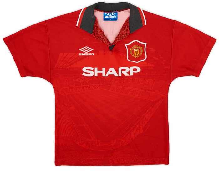 1994-96 Manchester United Home Shirt Sharpe #5 - 8/10 - (L.Boys)