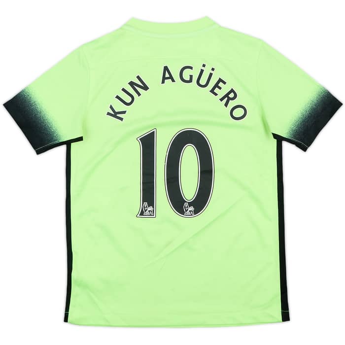 2015-16 Manchester City Third Shirt Kun Aguero #10 - 5/10 - (S.Boys)