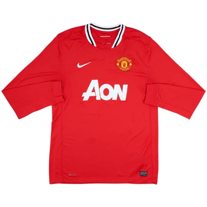 2011-12 Manchester United Home L/S Shirt Jones #4 - 6/10 - (L)