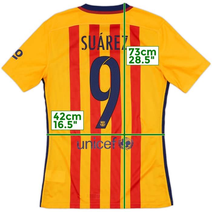 2015-16 Barcelona Authentic Away Shirt Suarez #9 - 7/10 - (S)