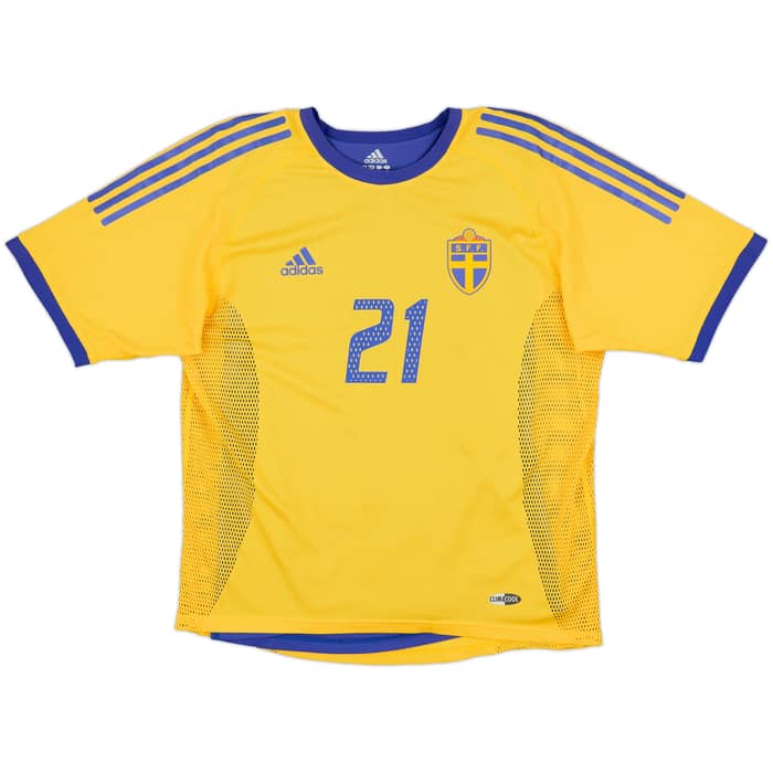 2002-03 Sweden Player Issue Home Shirt Ibrahimovic #21 - 8/10 - (M)