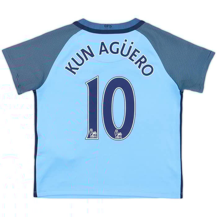 2016-17 Manchester City Home Shirt Kun Aguero #10 - 9/10 - (5-6 Years)