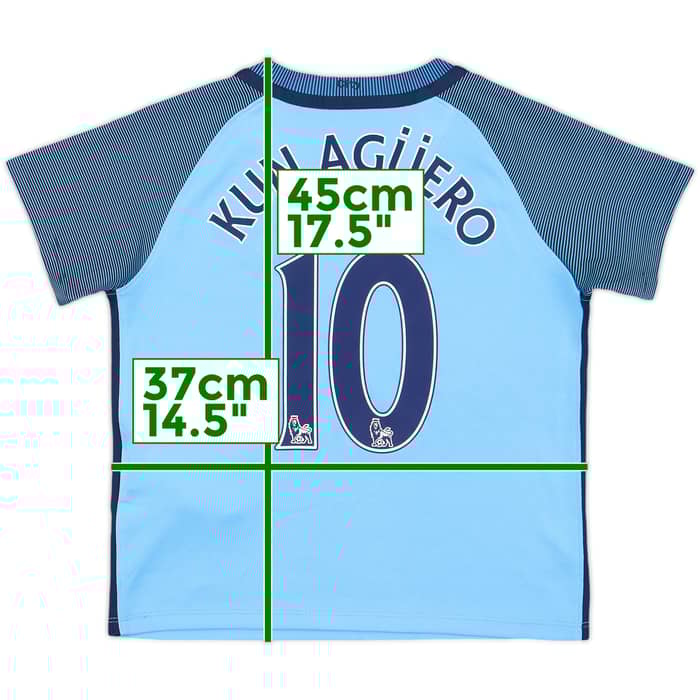 2016-17 Manchester City Home Shirt Kun Aguero #10 - 9/10 - (5-6 Years)