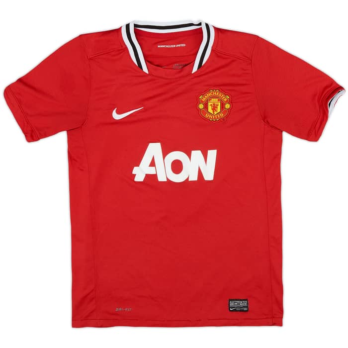 2011-12 Manchester United Home Shirt J.S.Park #13 - 7/10 - (M.Boys)