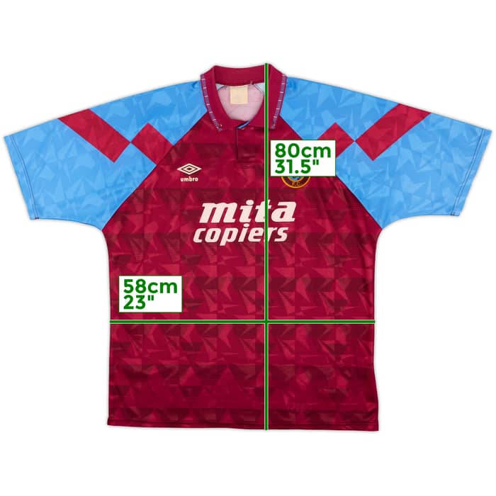 1990-92 Aston Villa Home Shirt - 9/10 - (XL)