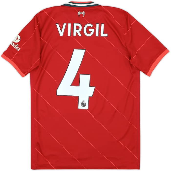 2021-22 Liverpool Home Shirt Virgil #4 - 7/10 - (L.Boys)