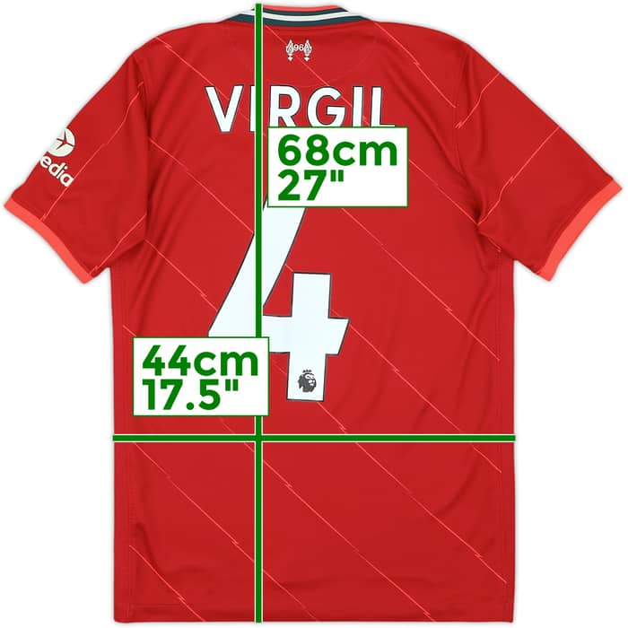 2021-22 Liverpool Home Shirt Virgil #4 - 7/10 - (L.Boys)