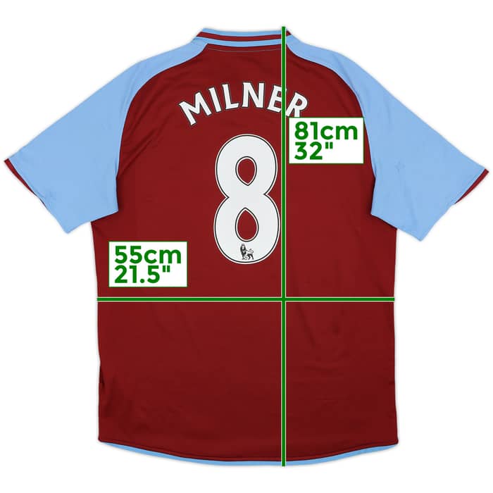 2008-09 Aston Villa Home Shirt Milner #8 - 7/10 - (L)