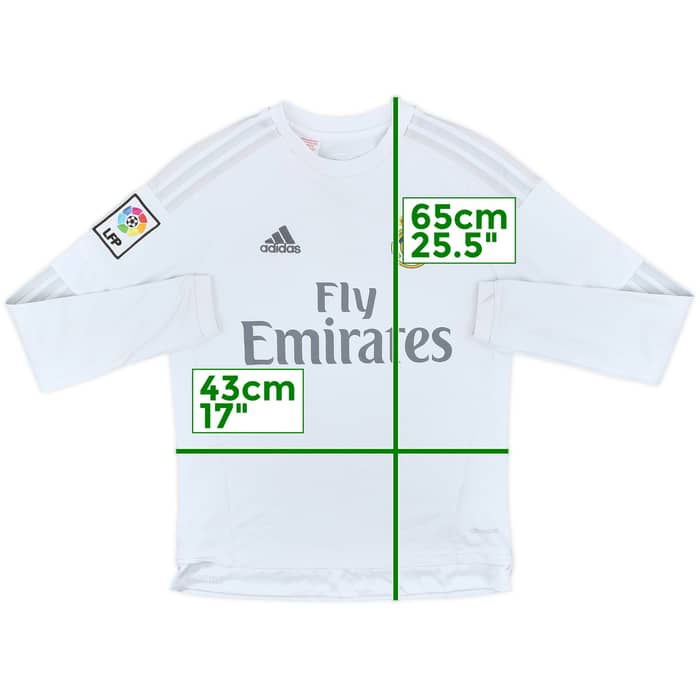 2015-16 Real Madrid Home L/S Shirt - 8/10 - (L.Boys)