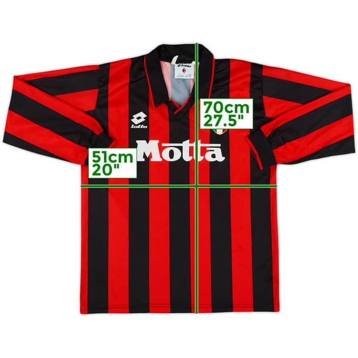 1992-93 AC Milan Home L/S Shirt - 8/10 - (XL.Boys)