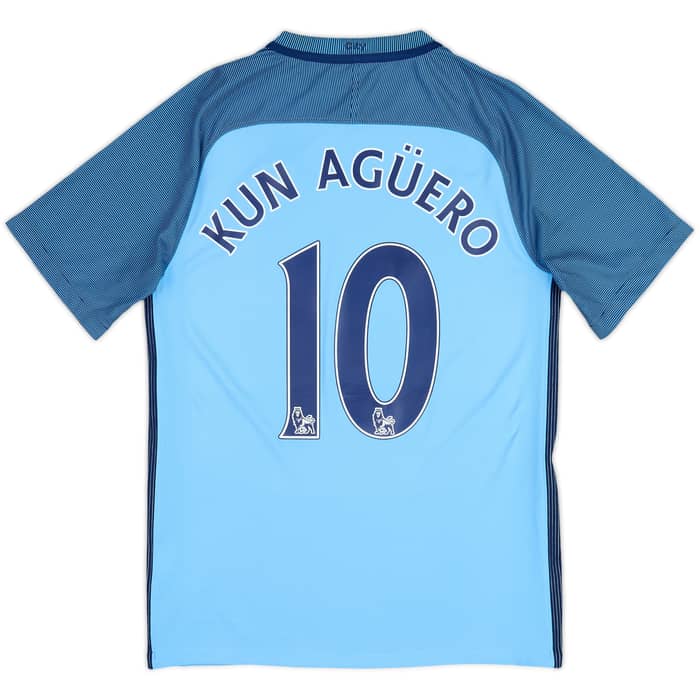 2016-17 Manchester City Home Shirt Kun Aguero #10 - 6/10 - (S)