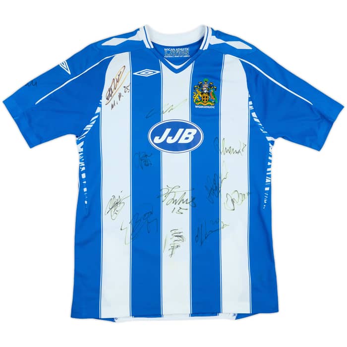  2007-08 Wigan Squad Signed Home Shirt - 6/10 - (XL.Boys)