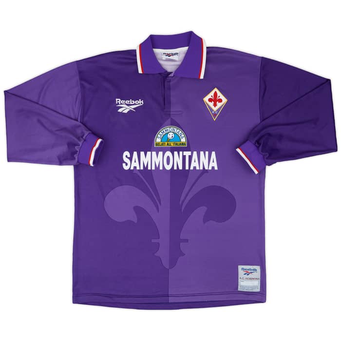 1995-96 Fiorentina Home L/S Shirt Schwarz #7 - 8/10 - (L)