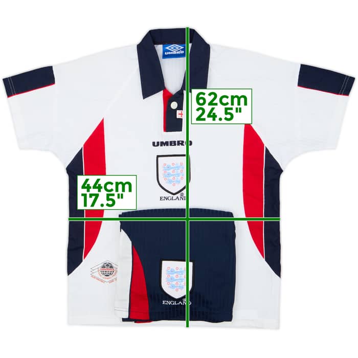 1997-99 England Home Shirt & Shorts - 8/10 - (L.Boys)