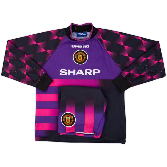 1996-97 Manchester United GK Shirt & Shorts - 7/10 - (L.Boys)