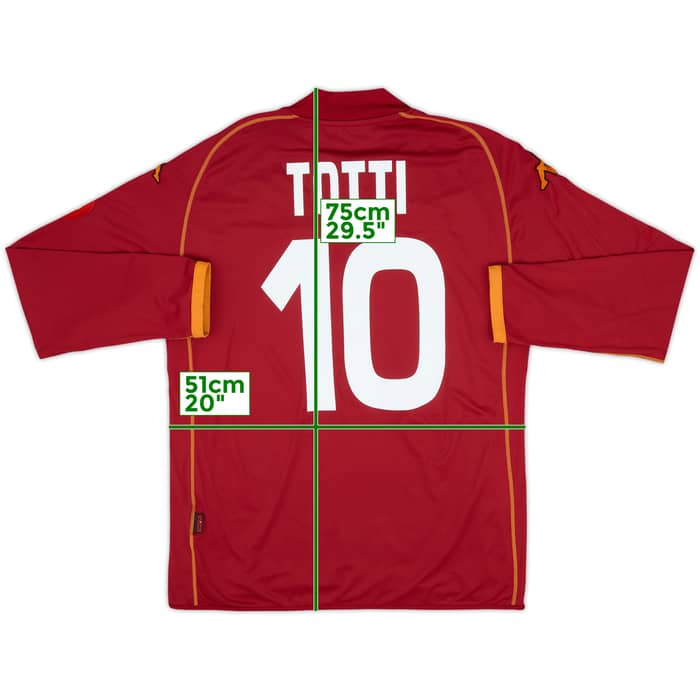2008-09 Roma Home L/S Shirt Totti #10 - 7/10 - (XL)