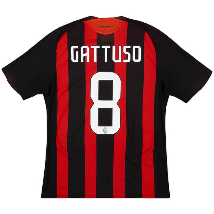 2008-09 AC Milan Home Shirt Gattuso #8 - 8/10 - (M)
