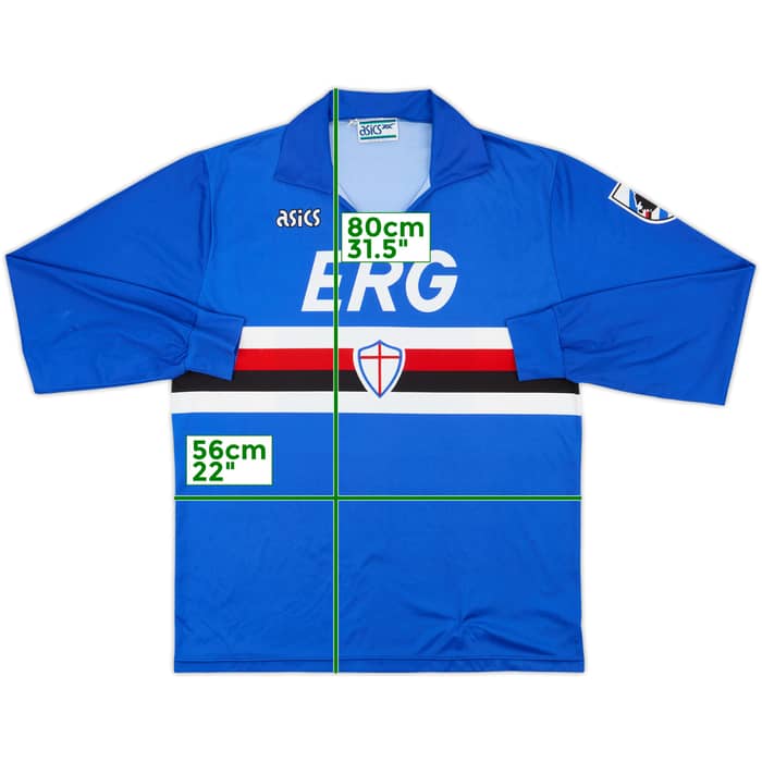 1990-92 Sampdoria Home L/S Shirt - 8/10 - (XL)