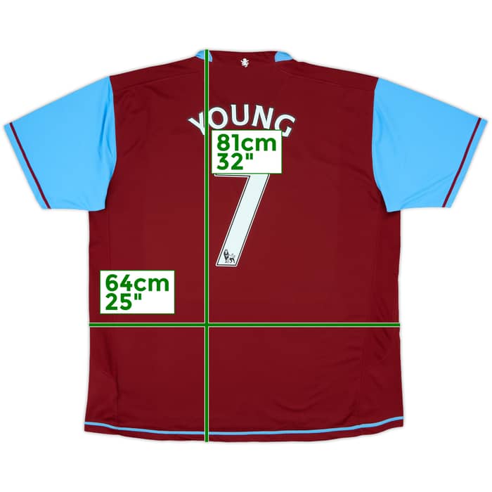 2007-08 Aston Villa Home Shirt Young #7 - 7/10 - (XXL)