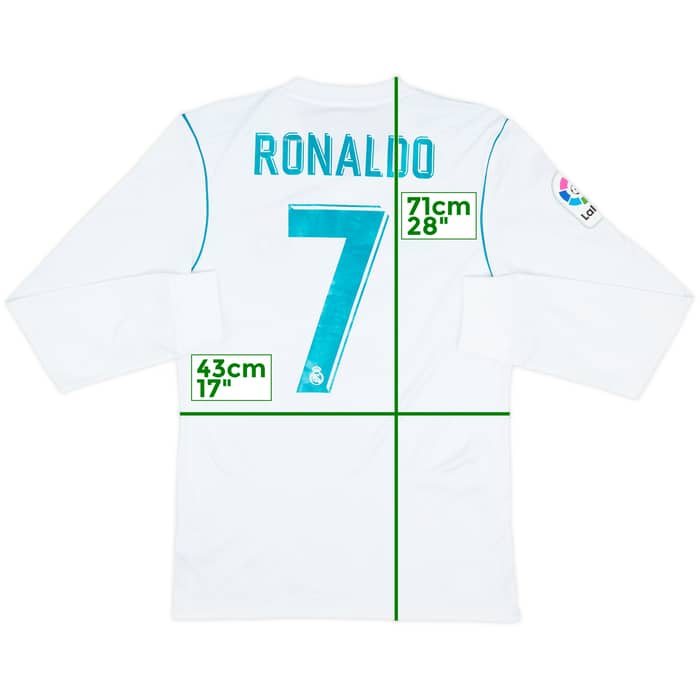 2017-18 Real Madrid Home L/S Shirt Ronaldo #7 - 8/10 - (S)