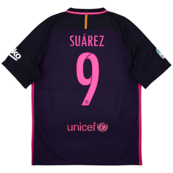 2016-17 Barcelona Away Shirt Suarez #9 - 10/10 - (L)