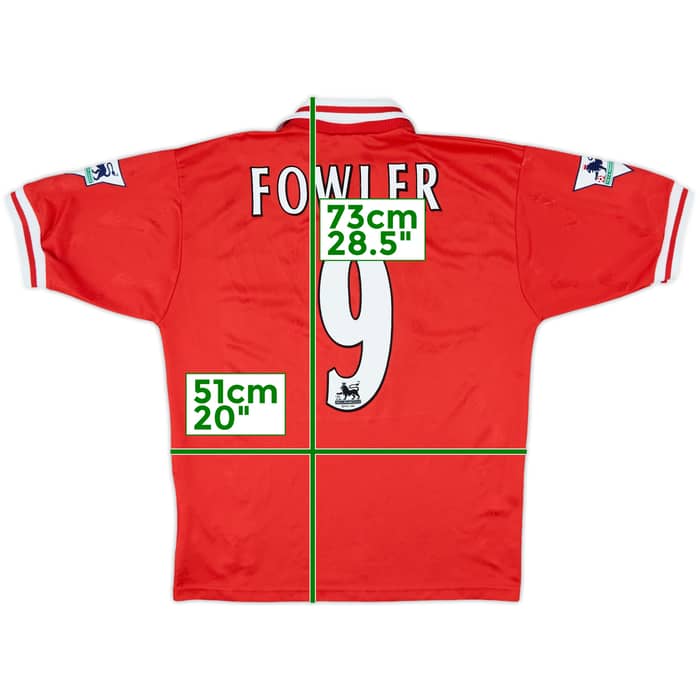 1996-98 Liverpool Home Shirt Fowler #9 - 9/10 - (M)