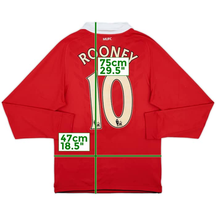2010-11 Manchester United Home L/S Shirt Rooney #10 - 6/10 - (S)