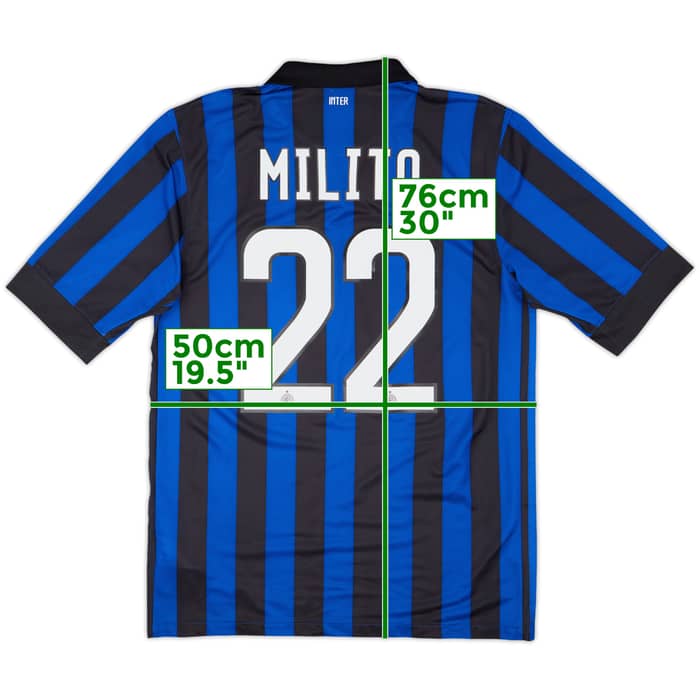 2011-12 Inter Milan Home Shirt Milito #22 - 8/10 - (M)