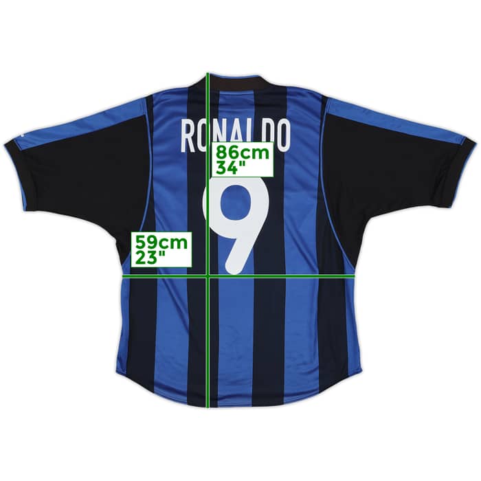 2000-01 Inter Milan Home Shirt Ronaldo #9 - 8/10 - (L)
