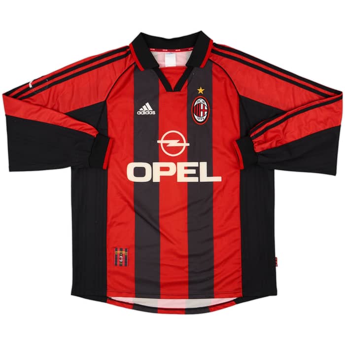 1998-00 AC Milan Home L/S Shirt Weah #9 - 5/10 - (XL)