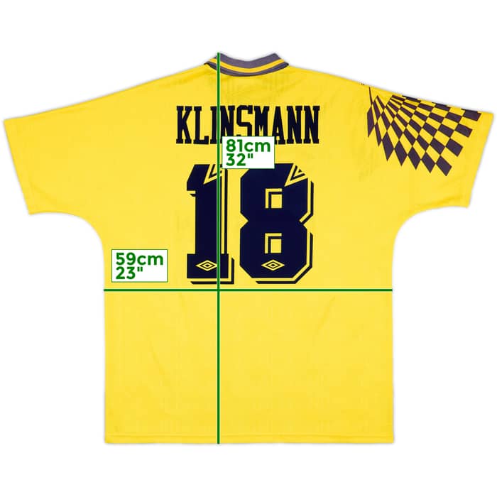 1991-95 Tottenham Away Shirt Klinsmann #18 - 8/10 - (XL)