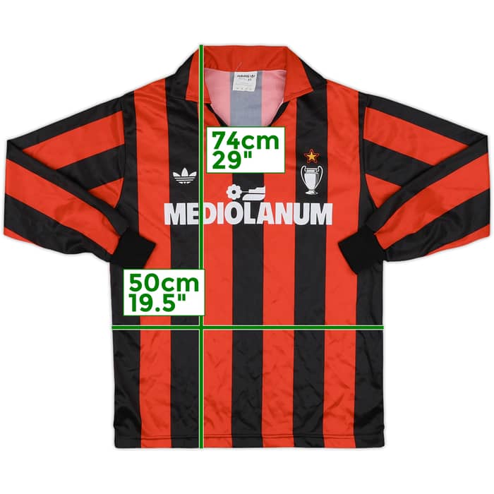 1990-91 AC Milan Basic Home L/S Shirt - 8/10 - (S)