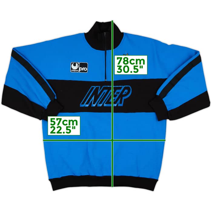 1990-91 Inter Milan Uhlsport 1/4 Zip Sweat Top - 8/10 - (M)