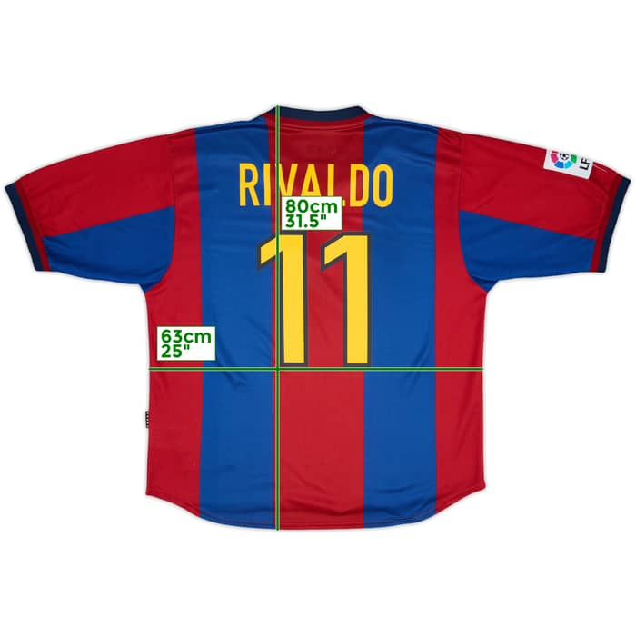 1998-00 Barcelona Home Shirt Rivaldo #11 - 7/10 - (XL)