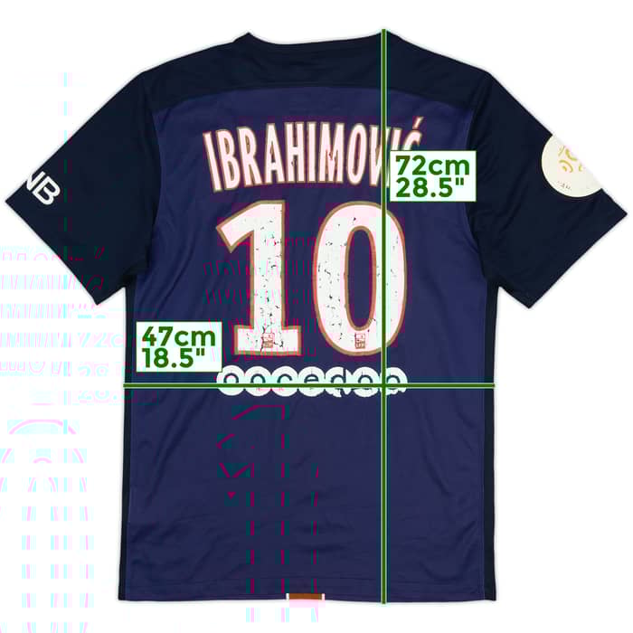 2015-16 Paris Saint-Germain Home Shirt Ibrahimovic #10 - 4/10 - (S)