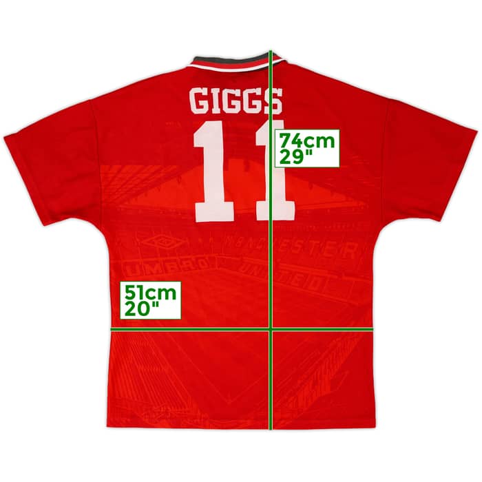 1994-96 Manchester United Home Full Kit Giggs #11 - 7/10 - (M)
